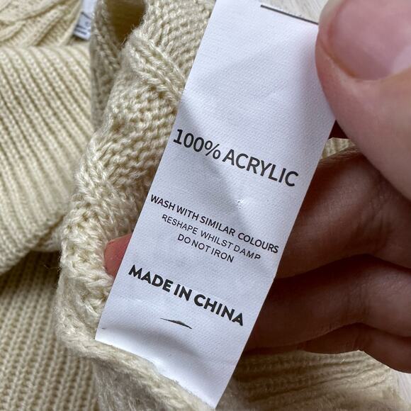 ASOS Lola May Chinky Knit Tan Beige Weave Peplum Sweater Tank Size 12 - Picture 13 of 13